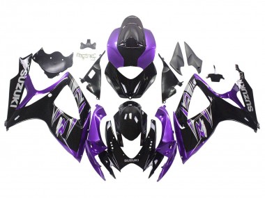 Online Púrpura Negro Brillante Kits Carenados Moto Suzuki GSXR 600 / GSXR 750 2006-2007