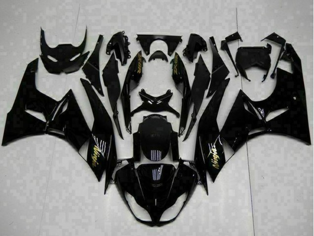 Online Negro Brillante Oro Ninja Carenado Moto Kawasaki ZX6R 2009-2012