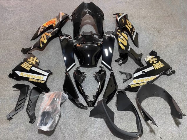 Online Negro Brillante Oro Elf Nieve Carenado Moto Kawasaki ZX10R 2021-2025