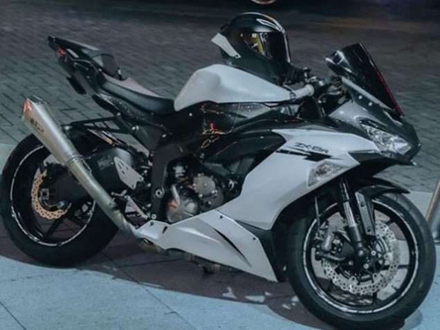 Online Blanco Negro FibraCarbono Carenado Moto Kawasaki ZX6R 2019-2022
