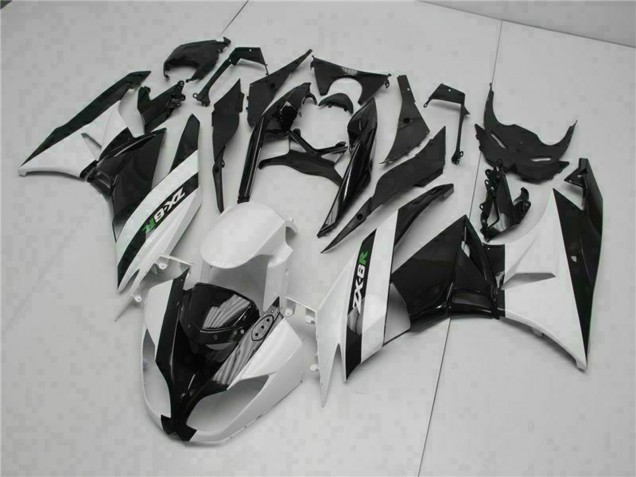 Online Negro Brillante Blanco Carenado Moto Kawasaki ZX6R 2009-2012