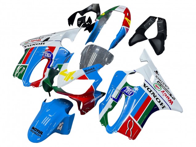 Online Blanco Azul Verde Rojo Carenado Moto Honda CBR600 F4i 2004-2007
