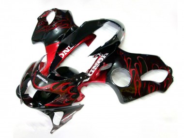 Online Negro Brillante Rojo Llama Carenado Moto Honda CBR600 F4 1999-2000