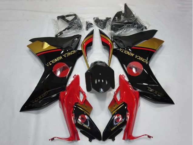 Online Rojo Oro Negro Brillante Konica Minolta Carenado Moto Honda CBR600F 2011-2013