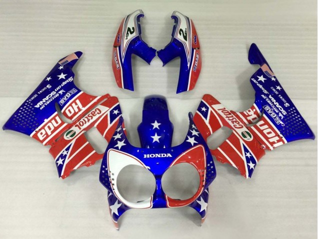 Online Blanco Rojo Azul Estrella Castrol Carenado Moto Honda CBR900RR 893 1992-1993