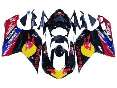 Online Negro Brillante Amarillo Azul Rojo Bull Carenado Moto Ducati 848/1098/1198 2007-2014