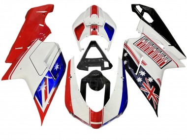 Online Blanco Rojo Azul Negro Brillante Carenado Moto Ducati 848/1098/1198 2007-2014
