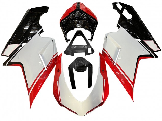 Online Blanco Rojo Negro Brillante Carenados Moto Ducati 848/1098/1198 2007-2014