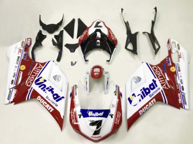 Online Blanco Rojo Azul Unibat 7 Carenado Moto Ducati 848/1098/1198 2007-2014