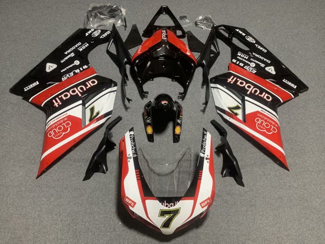 Online Blanco Rojo Negro Brillante Kits Carenados Moto Ducati 848/1098/1198 2007-2014