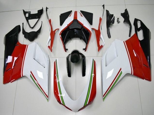 Online Blanco Rojo Verde Negro Brillante Carenado Moto Ducati 848/1098/1198 2007-2014