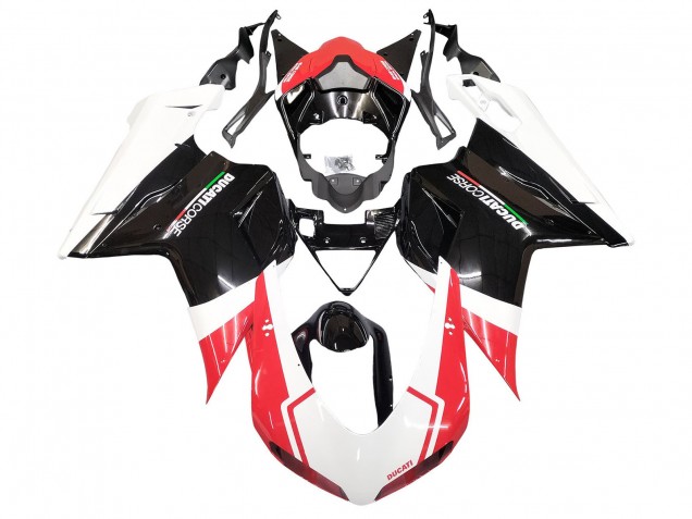 Online Blanco Rojo Negro Brillante Carenado Moto Ducati 848/1098/1198 2007-2014