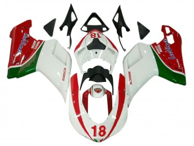 Online Blanco Rojo Verde 18 Carenado Moto Ducati 848/1098/1198 2007-2014