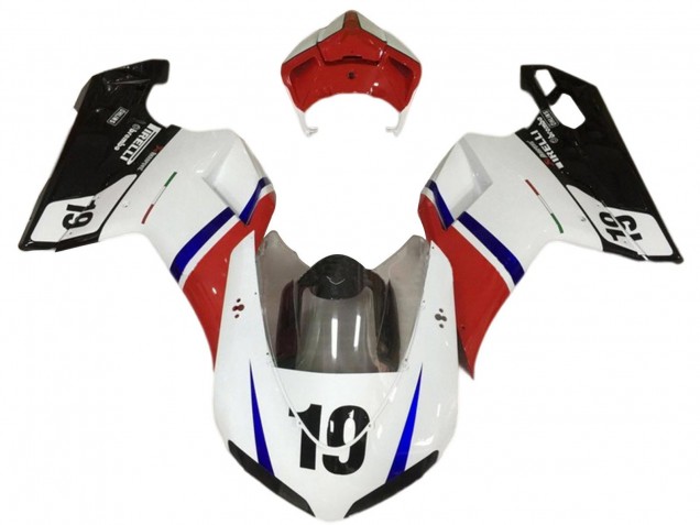 Online Blanco Rojo Azul Negro Brillante 19 Carenado Moto Ducati 848/1098/1198 2007-2014