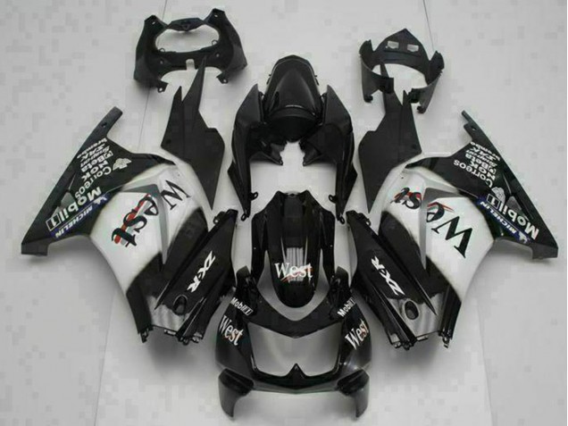 Online Negro Brillante Blanco West Carenado Moto Kawasaki EX250 2008-2012