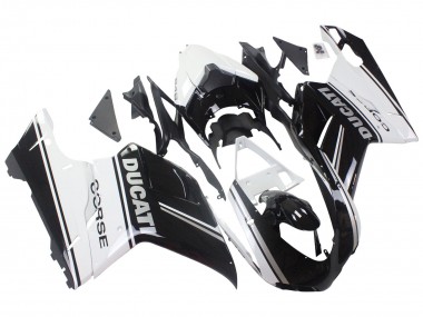 Online Blanco Negro Brillante Corse Carenado Moto Ducati 848/1098/1198 2007-2014