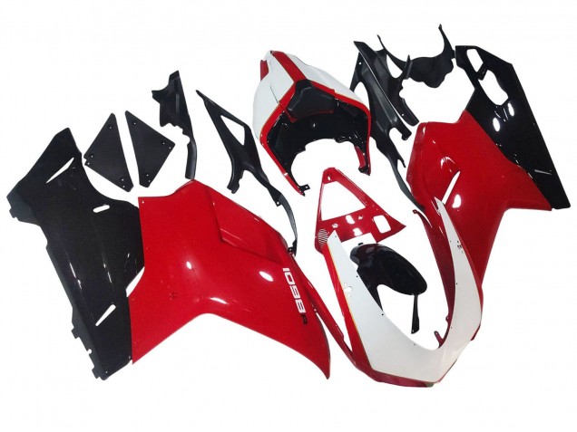 Online Blanco Rojo Negro Brillante Carenado Moto Ducati 1098 2007-2014