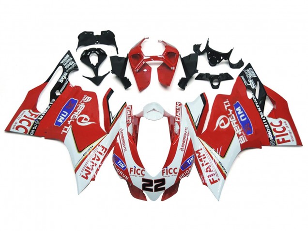 Online Blanco Rojo Negro Brillante Fiamm Ficc 22 Carenado Moto Ducati 1199 2011-2014
