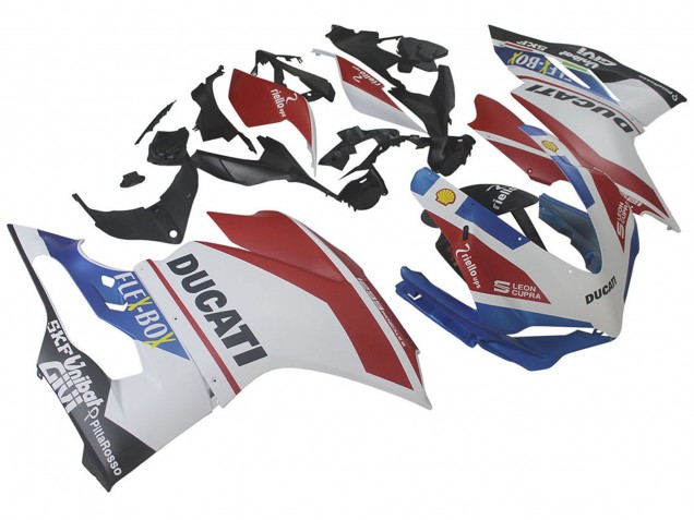 Online Blanco Rojo Azul Negro Mate Unibat Flex-Box Carenado Moto Ducati 1299 2015-2020