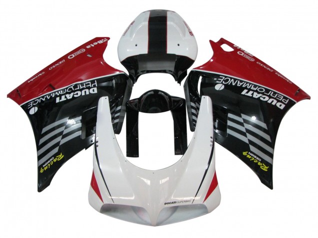 Online Blanco Rojo Negro Brillante Carrera Performance Carenado Moto Ducati 748/916/996/998 1993-2005