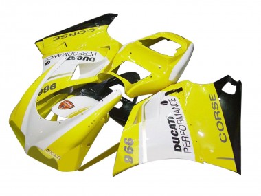 Online Blanco Amarillo Negro Brillante Corse Performance Carenados Moto Ducati 996 1993-2005