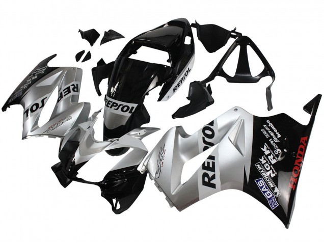 Online Plata Negro Brillante Repsol Carenado Moto Honda VFR 800 2002-2013