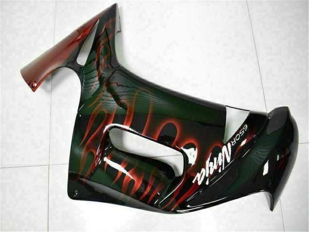 Online Negro Brillante Rojo Llama Carenado Moto Kawasaki EX650 2006-2008