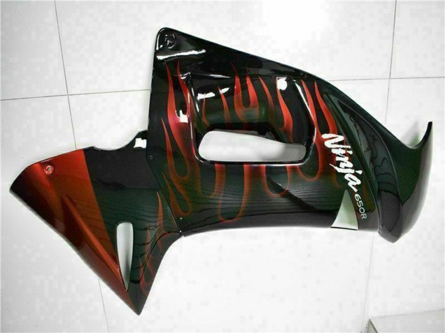 Online Negro Brillante Rojo Llama Carenado Moto Kawasaki EX650 2006-2008