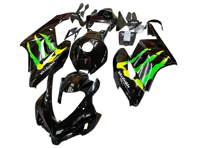 Online Negro Brillante Amarillo Verde Monstruo Carenado Moto Honda CBR1000RR 2004-2005