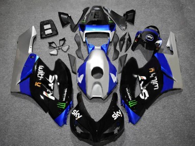 Online Plata Azul Negro Brillante Verde Monstruo Sky Carenado Moto Honda CBR1000RR 2004-2005