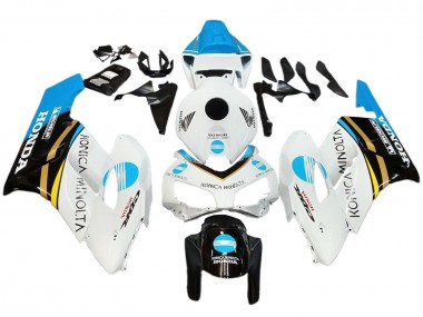 Online Blanco Azul Claro Amarillo Negro Konica Minolta Carenado Moto Honda CBR1000RR 2004-2005