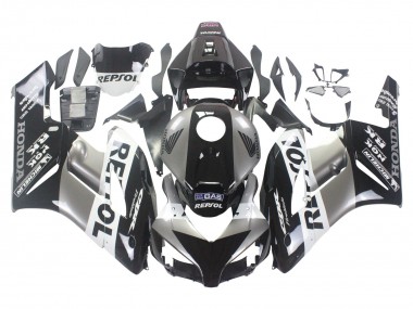 Online Plata Blanco Negro Brillante Repsol Kits Carenados Moto Honda CBR1000RR 2004-2005