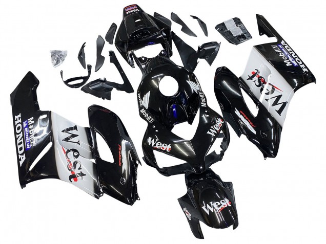 Online Negro Brillante Blanco West Carenado Moto Honda CBR1000RR 2004-2005