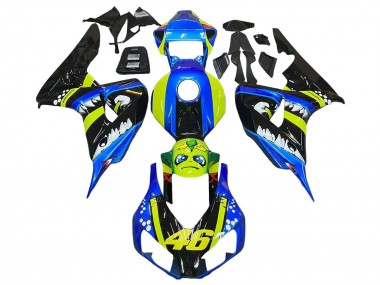 Online Azul Fluorescent Verde Negro Brillante Tiburón 46 Carenado Moto Honda CBR1000RR 2006-2007