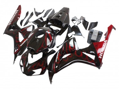Online Negro Brillante Rojo Llama Carenados Moto Honda CBR1000RR 2006-2007