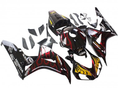Online Negro Brillante Amarillo Rojo Llama Carenado Moto Honda CBR1000RR 2006-2007