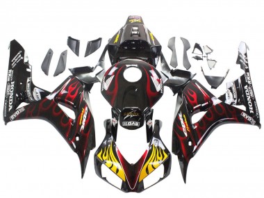 Online Negro Brillante Amarillo Rojo Llama Carenado Moto Honda CBR1000RR 2006-2007