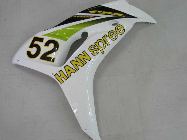 Online Blanco Verde Negro Brillante Hannspree 52 Carenado Moto Honda CBR1000RR 2006-2007