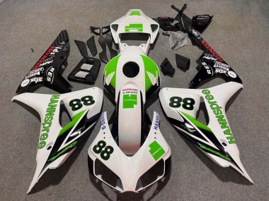 Online Blanco Verde Negro Brillante Hannspree 88 Carenado Moto Honda CBR1000RR 2006-2007