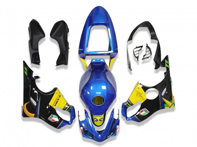 Online Azul Amarillo Negro Brillante Tiburón Carenado Moto Honda CBR600 F4i 2001-2003