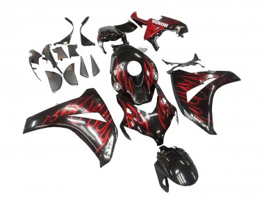 Online Negro Brillante Rojo Llama Carenados Moto Honda CBR1000RR 2008-2011