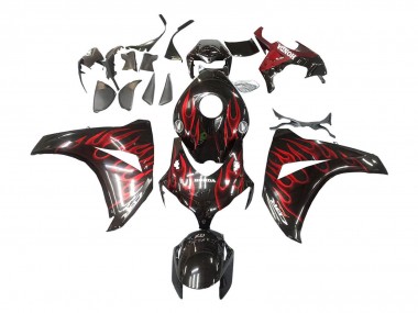Online Negro Brillante Rojo Llama Carenados Moto Honda CBR1000RR 2008-2011