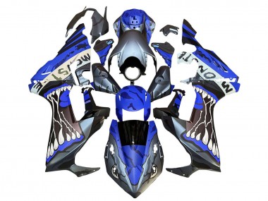 Online Azul Gris Negro Brillante Monstruo Carenado Moto Honda CBR1000RR 2017-2023