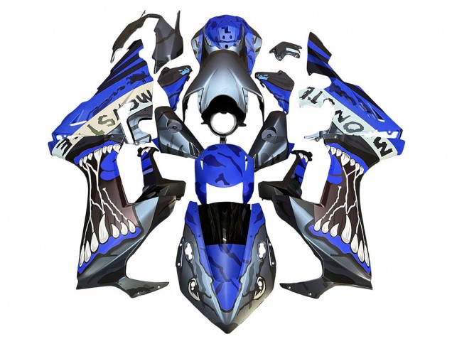 Online Azul Gris Negro Brillante Monstruo Carenado Moto Honda CBR1000RR 2017-2023