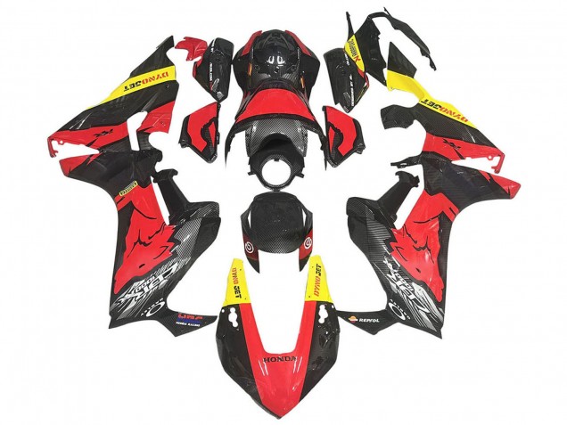 Online Rojo Amarillo Negro FibraCarbono Carenado Moto Honda CBR1000RR 2017-2023