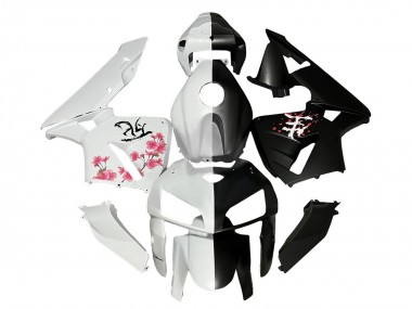 Online Negro Blanco Cherry Blossom Carenado Moto Honda CBR600RR 2005-2006