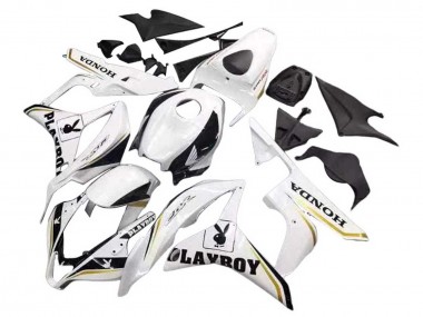 Online Blanco Oro Negro Brillante Playboy Carenados Moto Honda CBR600RR 2007-2008