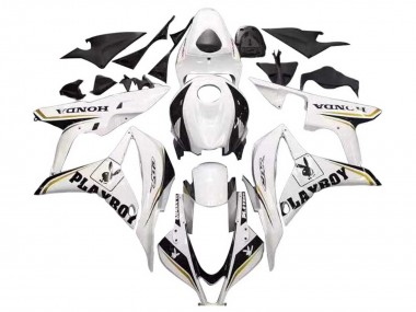 Online Blanco Oro Negro Brillante Playboy Carenados Moto Honda CBR600RR 2007-2008