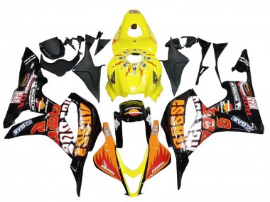 Online Amarillo Naranja Negro Brillante Rossi Repsol Carenado Moto Honda CBR600RR 2007-2008