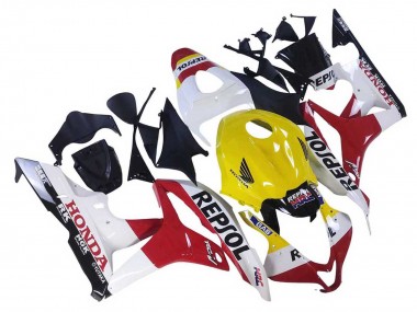 Online Blanco Amarillo Rojo Repsol HRC Carenado Moto Honda CBR600RR 2007-2008